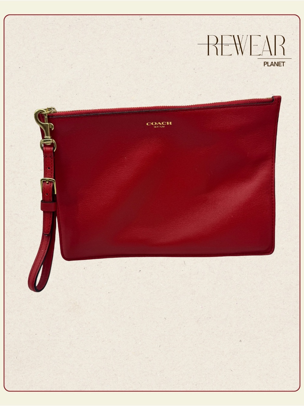 Coach Large Corner Zip Wristlet Electric Red Leather Clutch – Wristlet Pouch